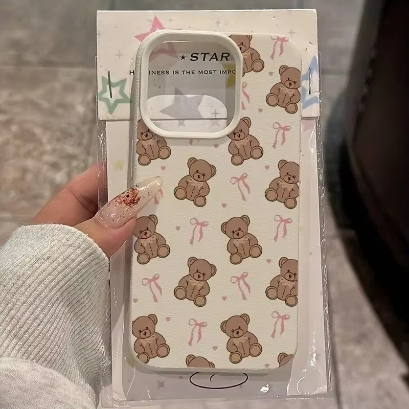 Bonito Laço Urso Caso De Telefone Para Redmi 15C 13X 13C 4G 14C 12 Nota 14 13 12 11 Pro Plus 5G 10 12S 11S Capa Macia em Oferta na Shopee