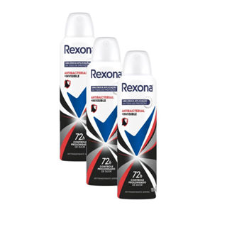 Kit 3 Desodorante Antitranspirante Rexona Antibacterial + Invisible Aerosol 150ml em Oferta na Shopee