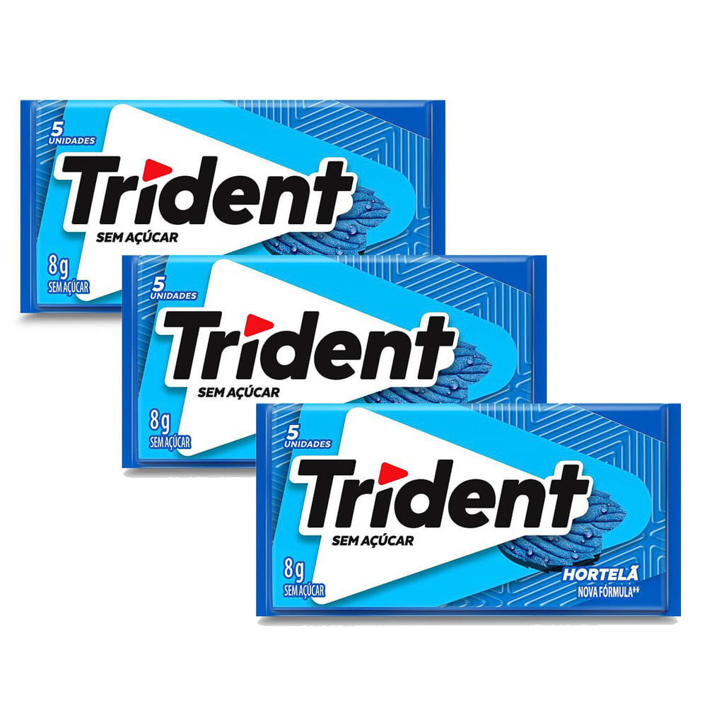 Kit 3 Chiclete Trident Hortelã 8g com 5 Unidades em Oferta na Shopee