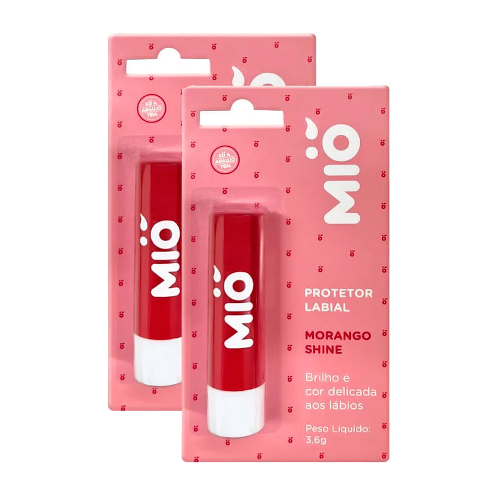 Kit 2 Protetor Labial Mió Sabor Morango Shine 3,6g em Oferta na Shopee
