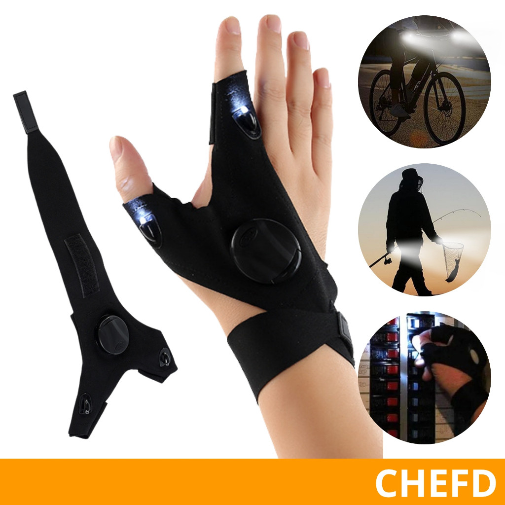 Luvas Com LED Ajustável  Lanterna Para Reparos Ou Pescaria Noturna em Oferta na Shopee