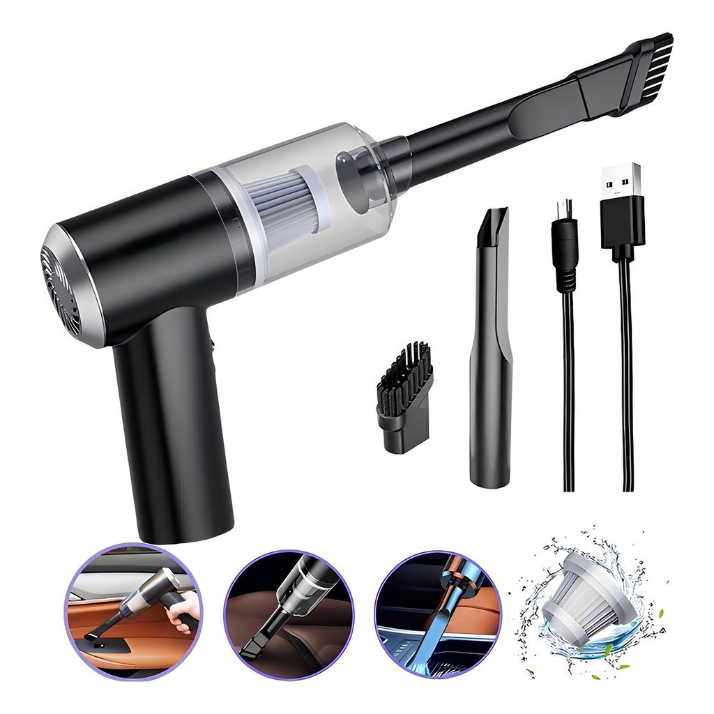 Mini Aspirador de Pó  Portátil Automotivo Casa Sem Fio 3 em 1 Recarregável Potente 6000Pa