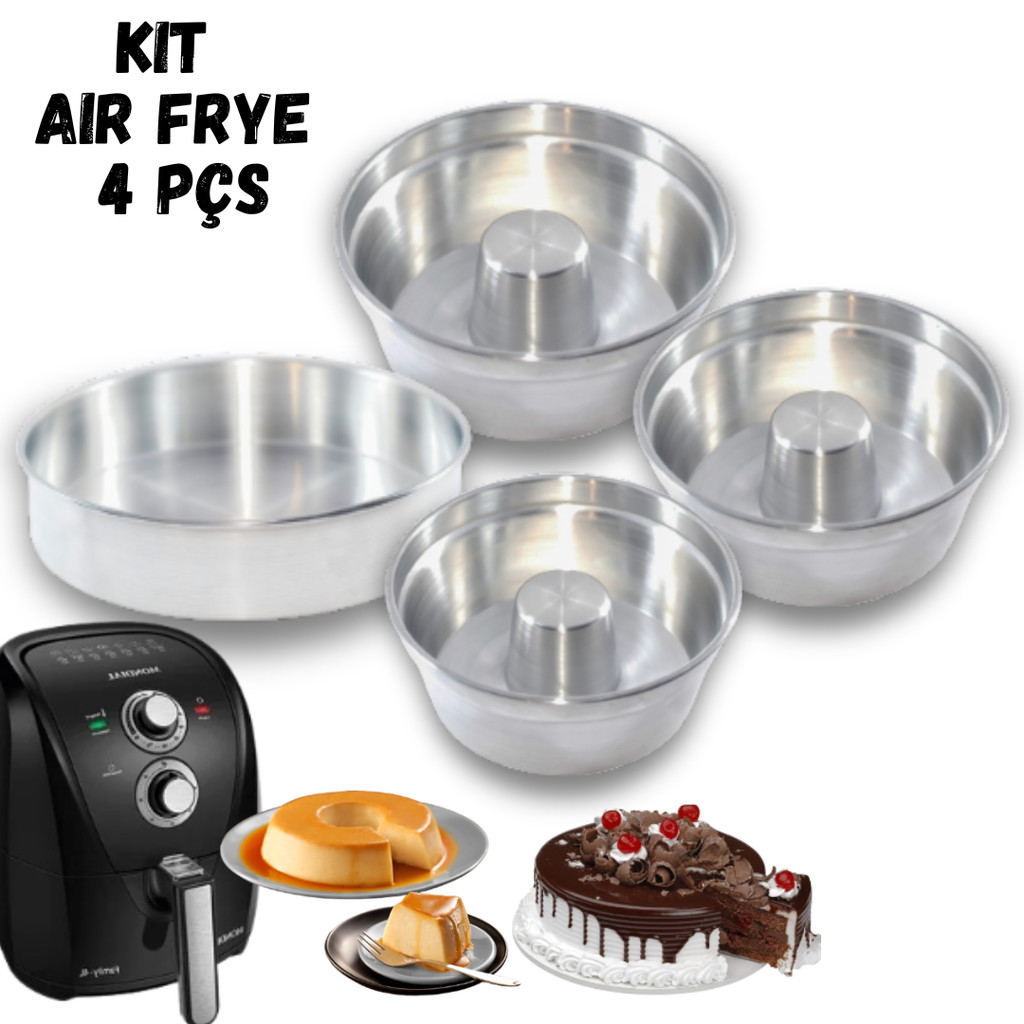 Kits Formas Suiça Com /2Un/3Un e 4 Unidades para Bolo?Pudim + Redonda Torta Fritadeira Air Fryer 3.5LT