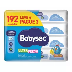 BabySec Toalhas Umedecidas 48 Folhas – Pack com 4 Pacotes- Rende Mais