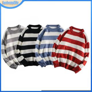 Suéter / Pulôver Feminino Quente De Inverno Listrado Casual Oversize Jumper Harajuku