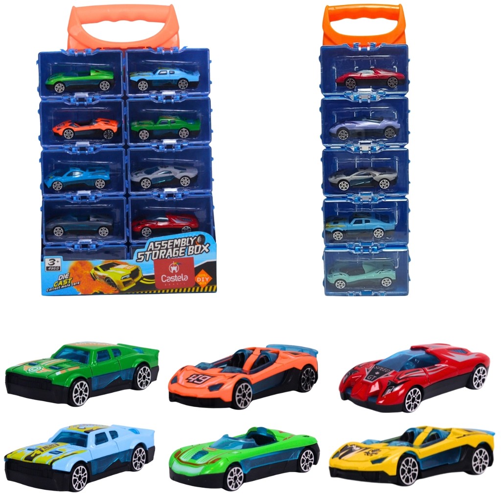 Carrinho de Metal Miniatura Die Cast Roda Livre Maleta Garagem 1:64 - Castela em Oferta na Shopee