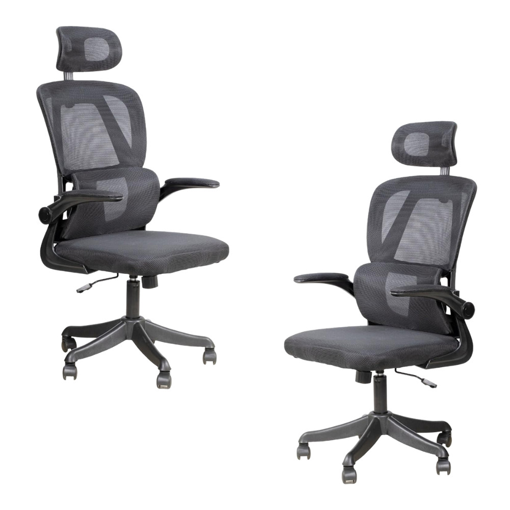 Cadeira Escritório Ergonômica Giratória Apoio Braços e Lombar Syberflex