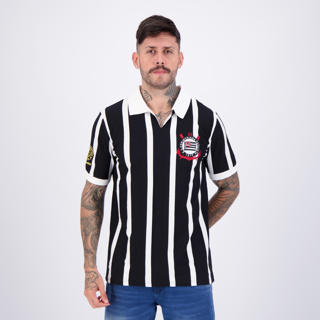 Camisa Corinthians Retrô Contraste Centenário Preta em Oferta na Shopee