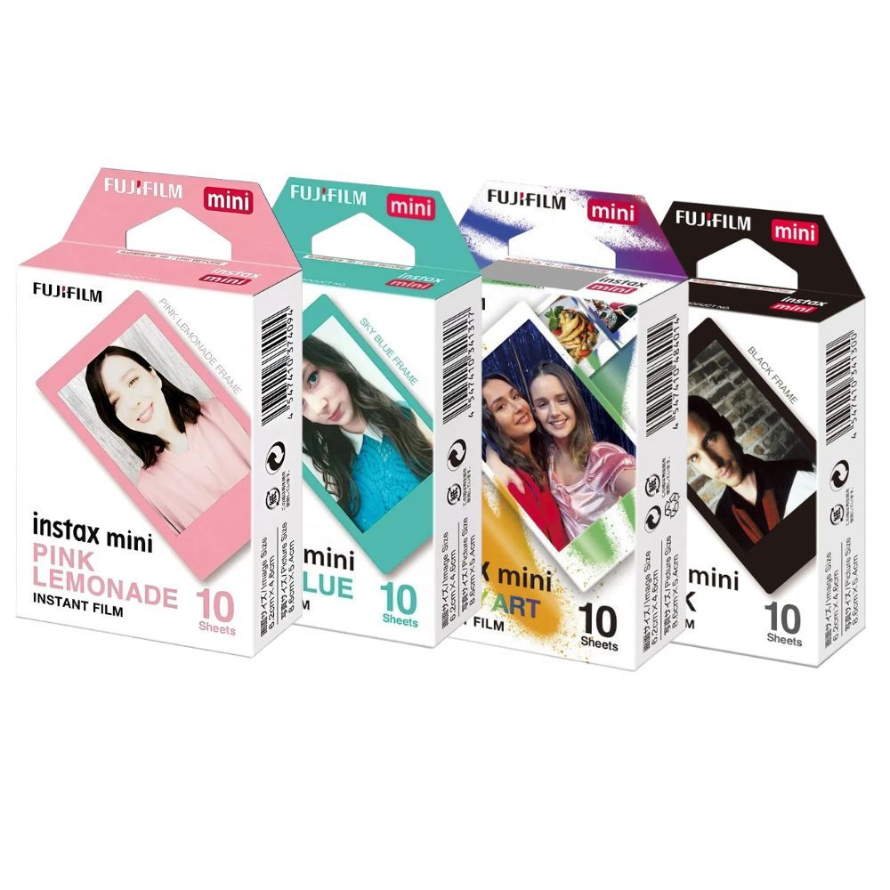 Kit 4 Filmes Para Camera Instax Mini Pink Lemonade, Sky Blue, Black e Spray Art