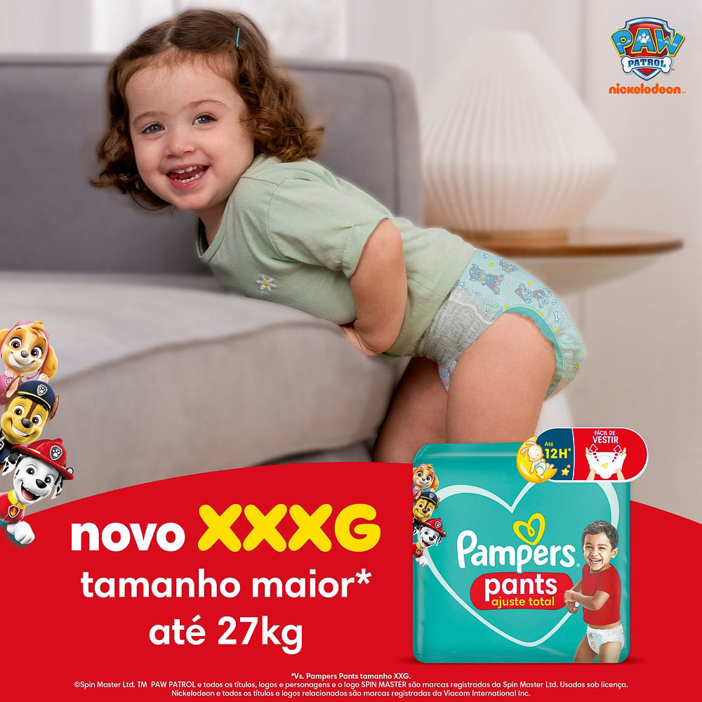 Detalhes do Fralda Infantil Pampers Pants Ajuste Total Tamanho XXXG com 54 Fraldas