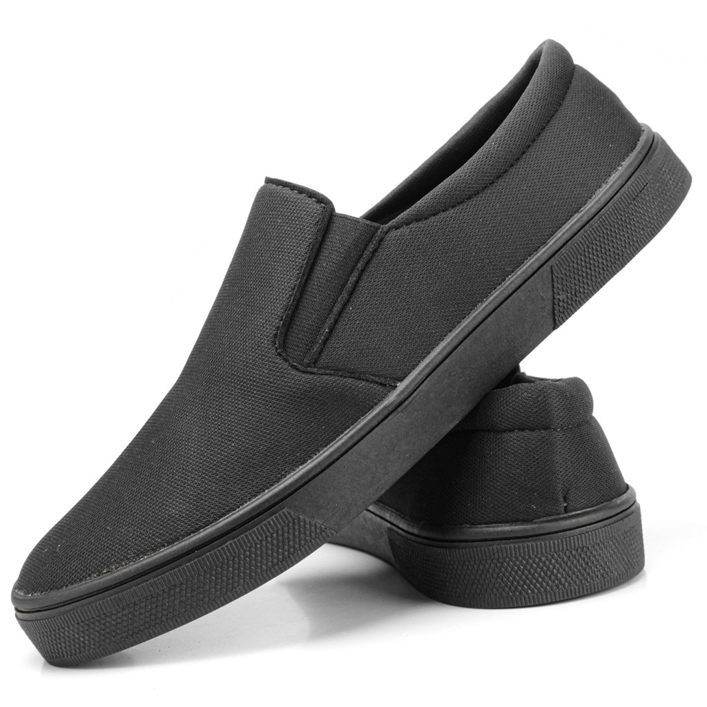 Tênis Slip-On Masculino Casual Confortável Preto com Solado Preto – Leve, Estiloso e Ideal para o Dia a Dia Urbano