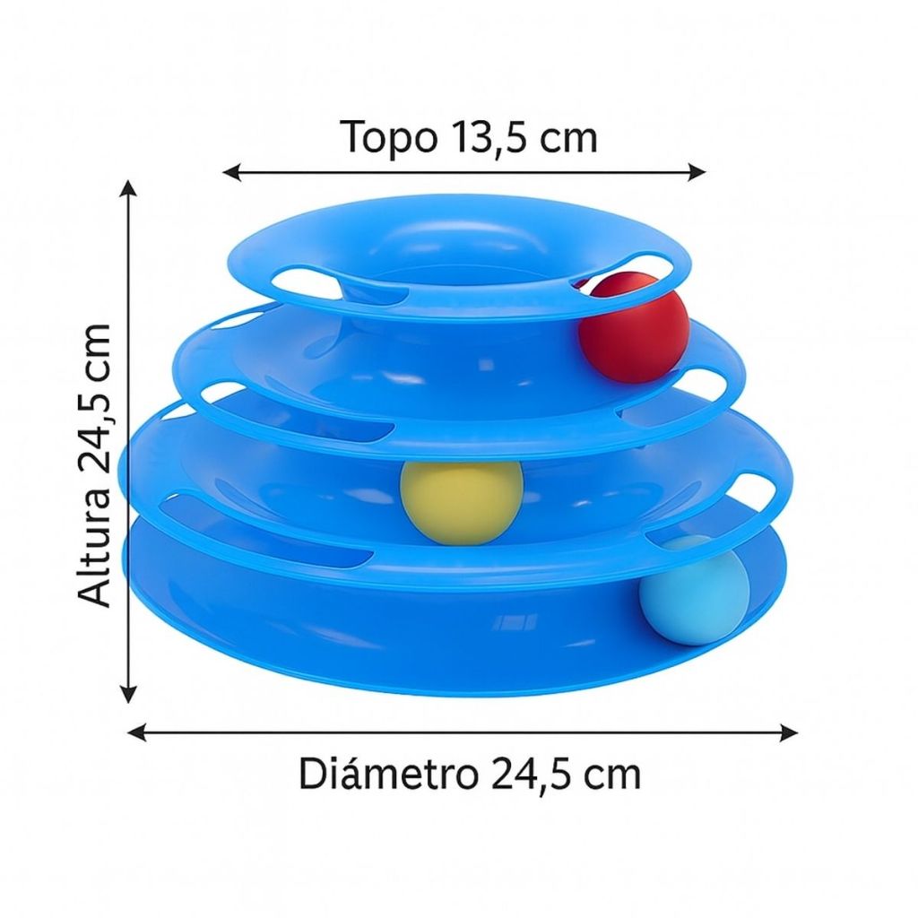 Torre de Trilhos Brinquedo Gato Divertido Pet Felino Bolinhas — imagem 2 de 2