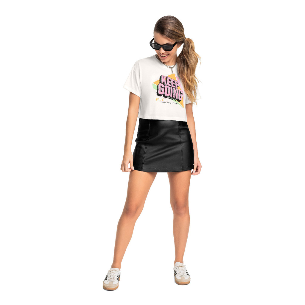 Blusa em Algodão Juvenil Manga Curta Gloss
