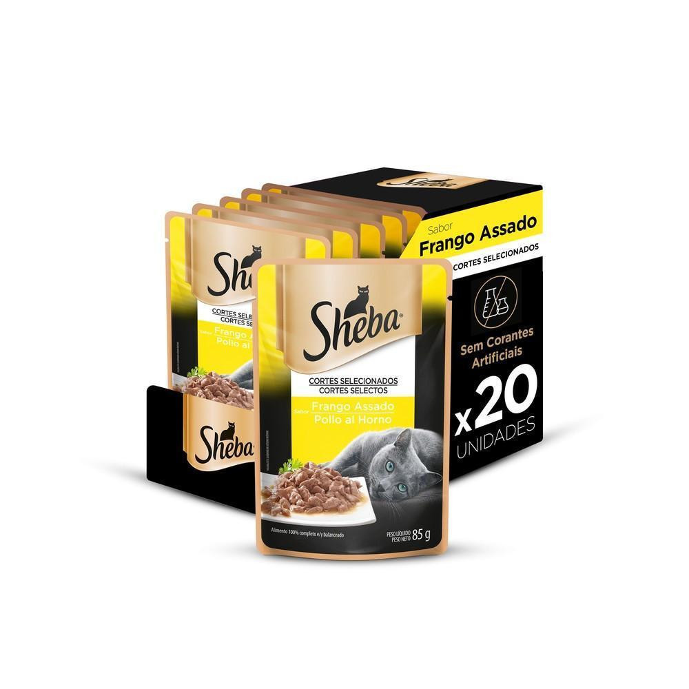 Ração Úmida Sheba Sachê para Gatos Adultos Sabor Frango Assado - 20 Unidades de 85g em Oferta na Shopee
