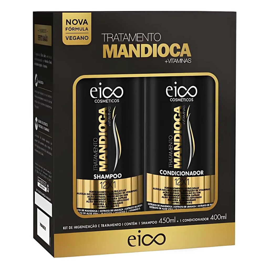 Kit Mandioca Eico 10x1 450ml + 400ml – Crescimento e Hidratação em Oferta na Shopee