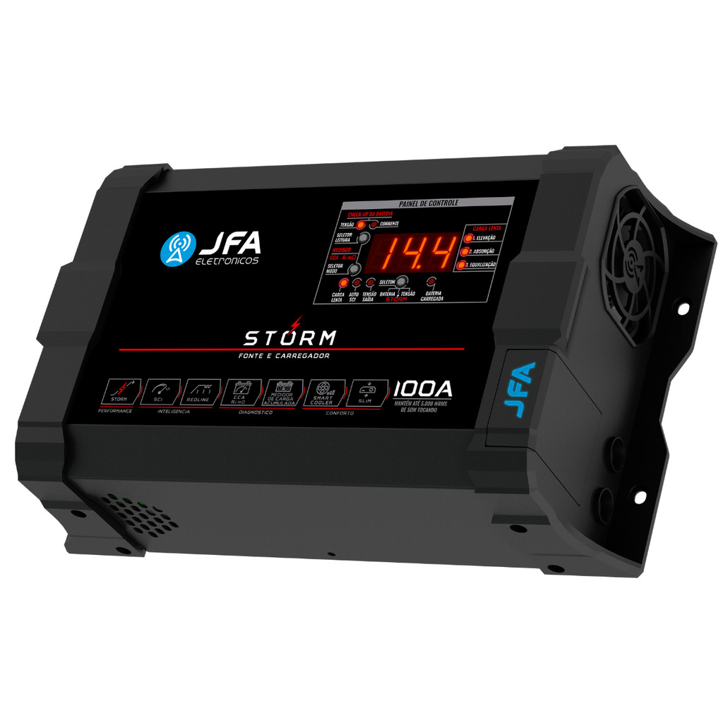 Fonte Jfa Storm 100a Bivolt Carregador Automotivo Preto em Oferta na Shopee