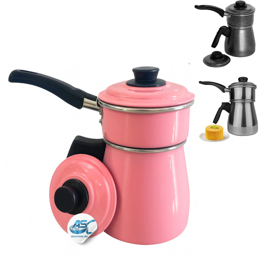 Cuscuzeiro DUPLEX 2 EM 1 Individual De Alumínio, Rosa Qraqueado e Polido em Oferta na Shopee