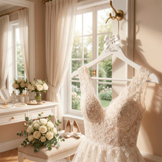 1 Cabide Madeira Branco Com Barra Noiva Making Of Casamento em Oferta na Shopee