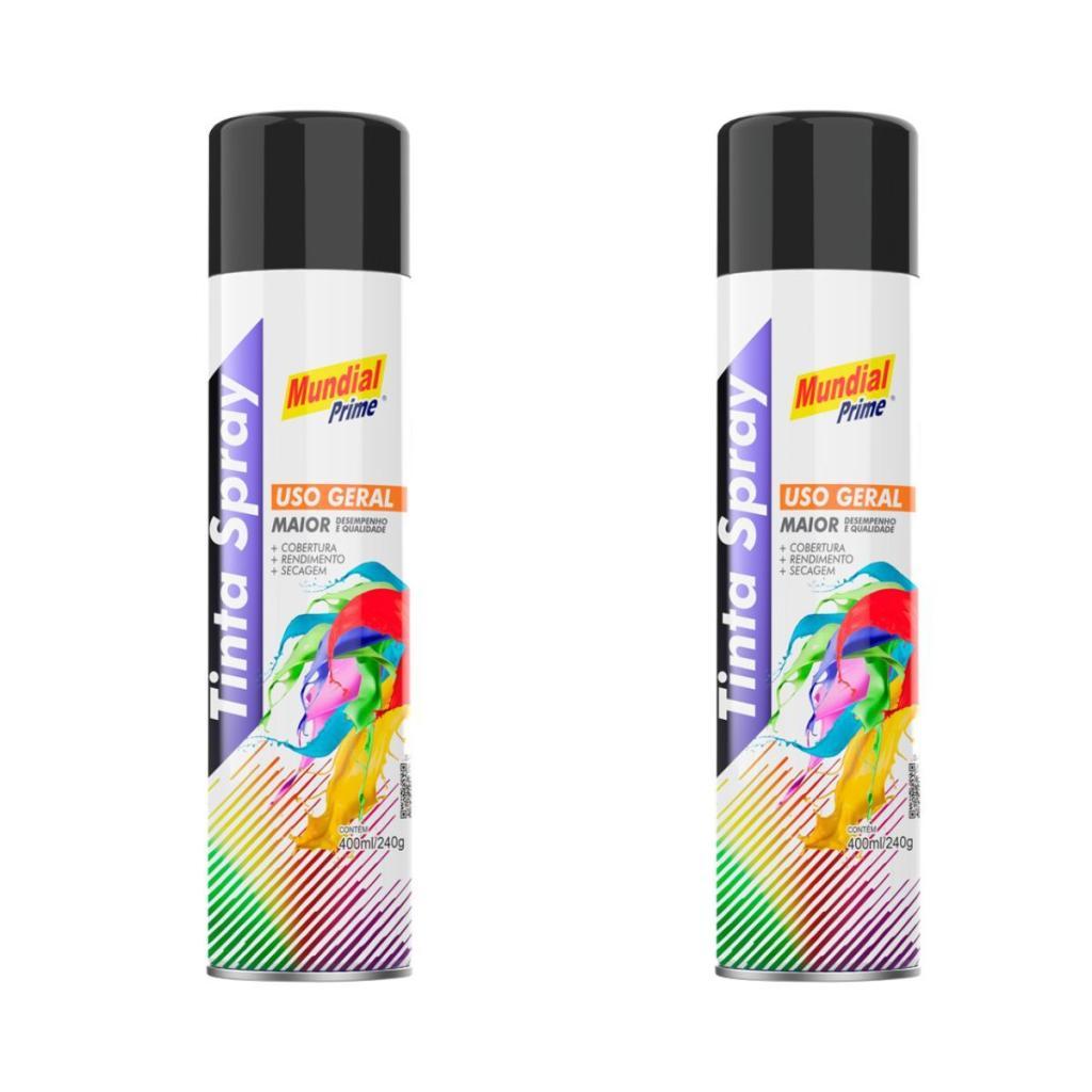 Kit 2 Tinta Spray Preto Semi Brilhante 400ml – Mundial Prime em Oferta na Shopee