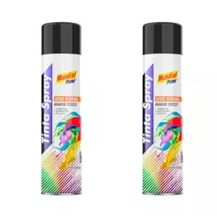 Kit 2 Tinta Spray Preto Semi Brilhante 400ml – Mundial Prime