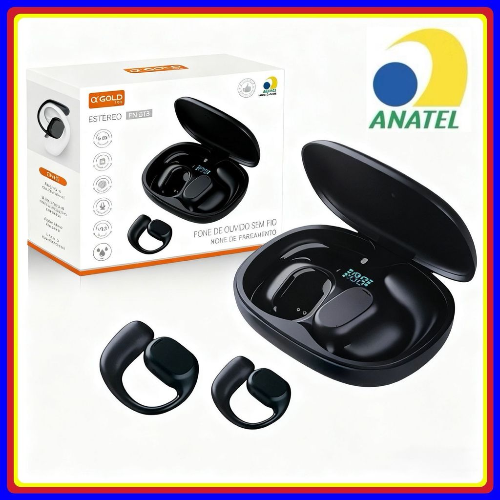 Fone de ouvido Sem fio Bluetooth 5.3 Condução Óssea fone Esportivo Design Ergonomico original A’Gold
