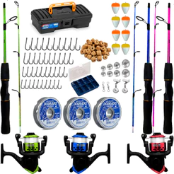 Kit Pesca Completo 3 Varas 1,35m 6kg Com Molinete Maleta