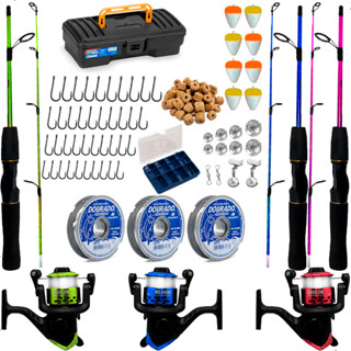 Kit Pesca Completo 3 Varas 1,35m 6kg Com Molinete Maleta em Oferta na Shopee