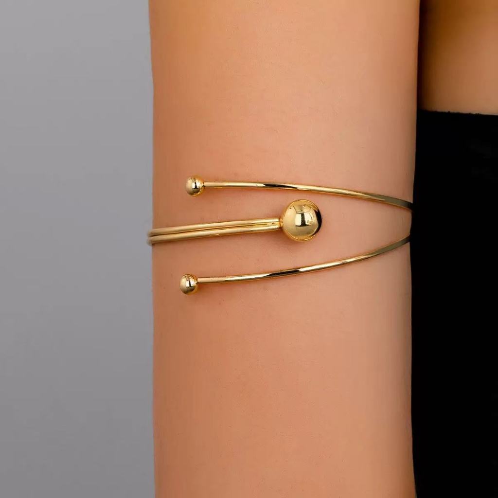 Bracelete de Braço Feminino Ajustável Modelo Espiral e Flor – Arm Cuff Minimalista Banhado a Ouro 18K e Prata 925 em Oferta na Shopee
