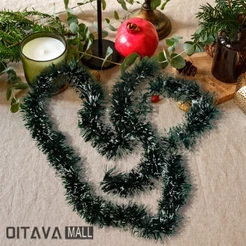 Festão de Natal Decorativo Verde Vermelho Flexível para Árvores Portas Janelas