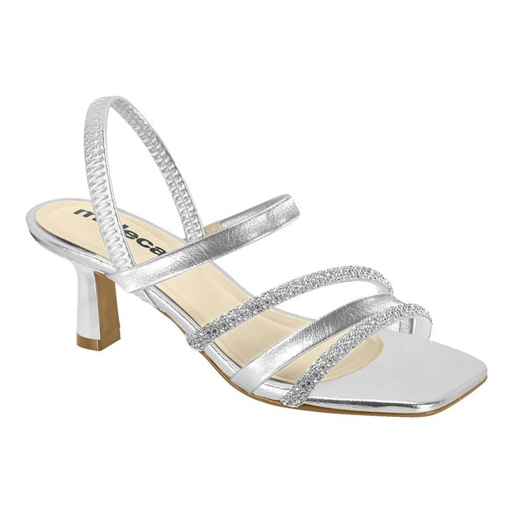 Sandália Feminina Moleca Salto Fino Médio Stras Casual Festa em Oferta na Shopee