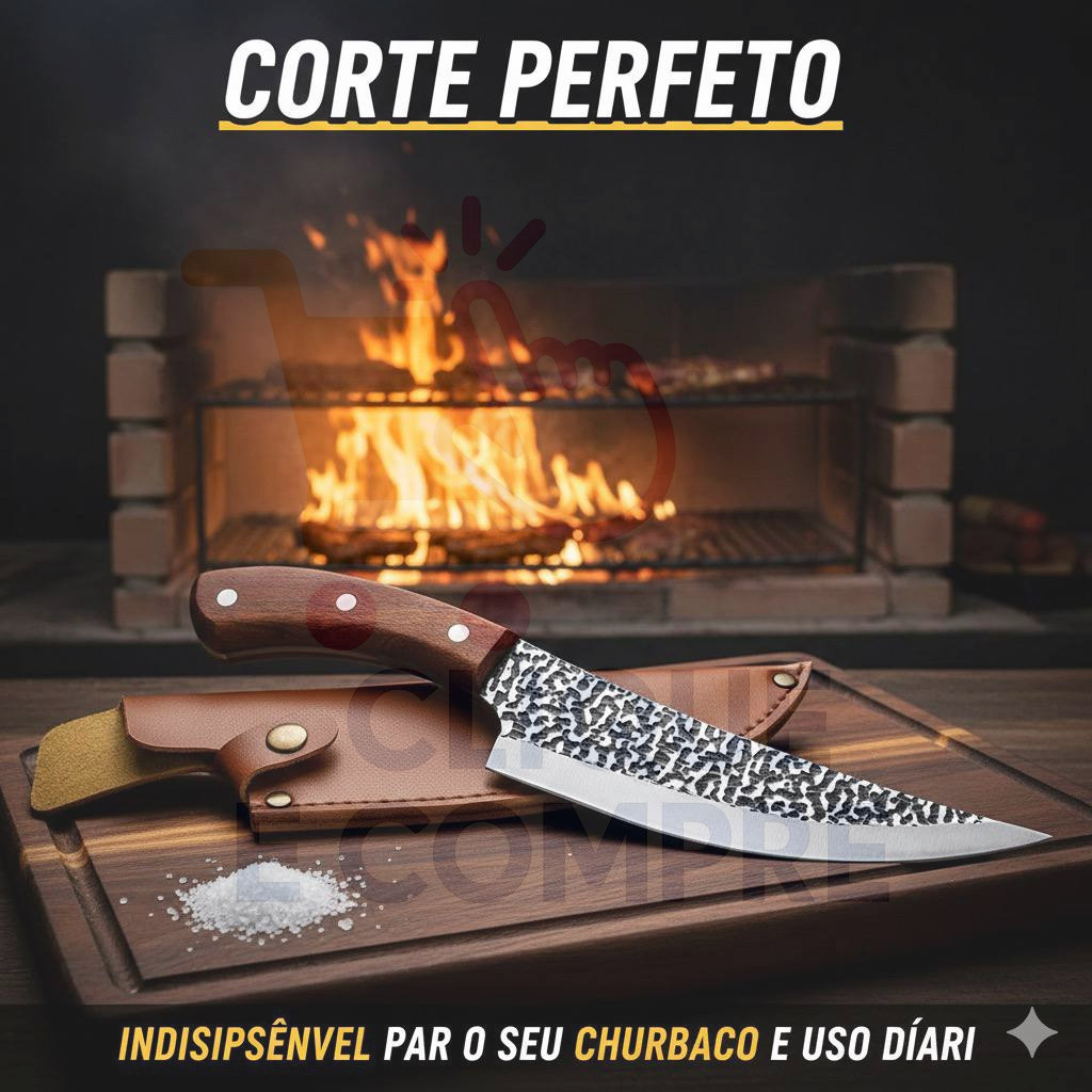 Faca Rústica Aço Inox com Bainha Couro Churrasco, Camping e Cozinha Faca Artesanal em Oferta na Shopee