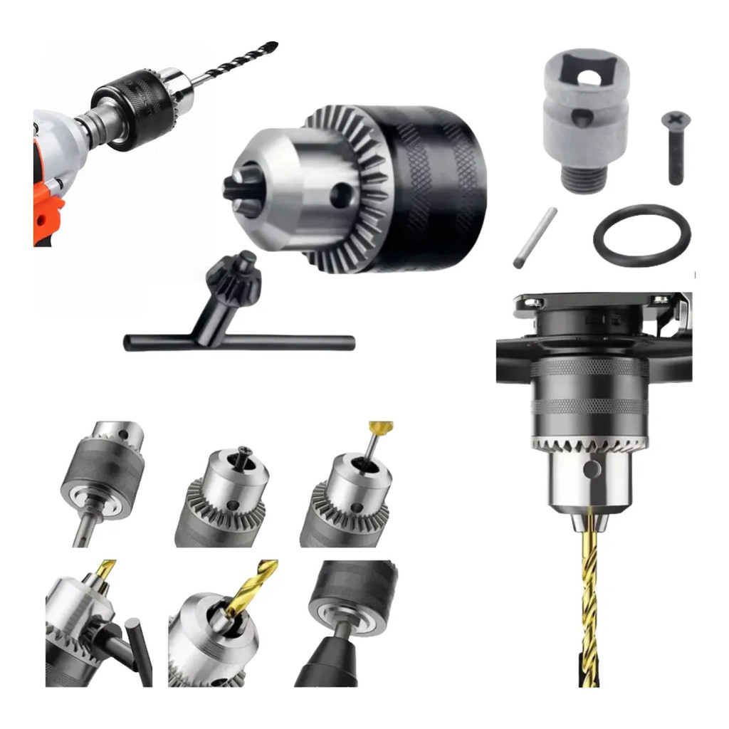 Kit 6 Mandril Chave 1/2 Rosca 1,5-13mm + Adaptador De Impacto em Oferta na Shopee