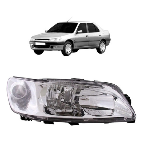 Farol Peugeot 306 1998 1999 2000 2001 2002 Foco Duplo Lente Lisa