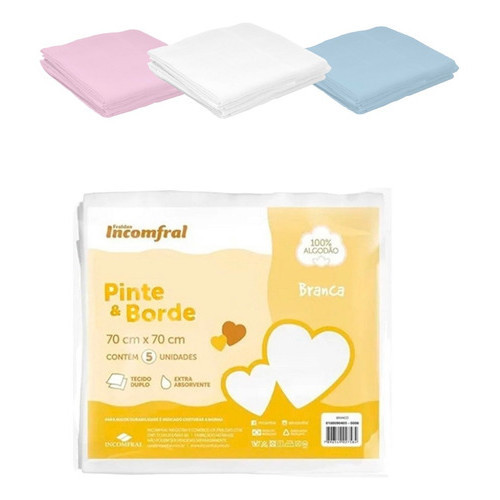Kit 5 Fraldas Pinte E Borde Luxo Incomfral 70x70cm Promoção