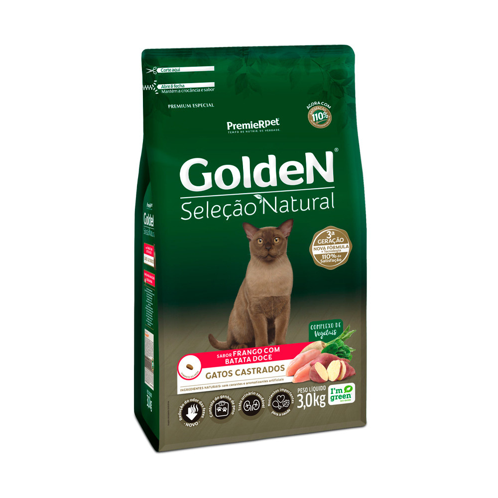 Ração para gatos castrados Golden Seleção Natural - 3kg