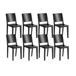 Cadeira Jantar Hydra Plus Kit c/ 8 Cadeiras Polipropileno Preto Kappesberg