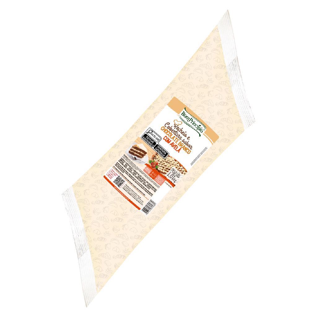 Recheio cobertura sabor chocolate branco com avelã bisnaga 1,01 kg pronto para uso