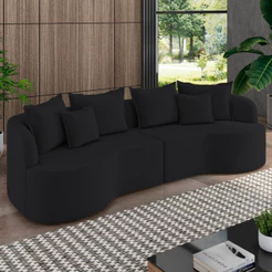 Sofá 3 Lugares Orgânico Sala De Estar Living 250cm Ekos K01 Veludo Preto - Lyam Decor