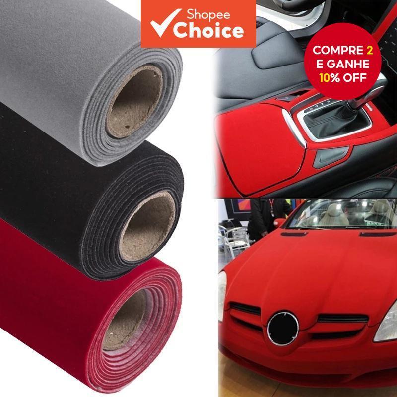 20x148cm DIY Premium Veludo Camurça Envoltório Carro Auto-Adesivo Etiqueta Styling Acessórios em Oferta na Shopee