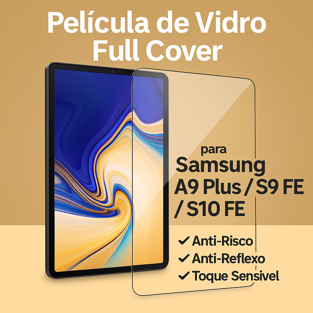 Película de Vidro Full Cover para Samsung Galaxy Tab A9+ / Tab S9 FE / Tab S10 FE – Alta Proteção e Toque Sensível em Oferta na Shopee