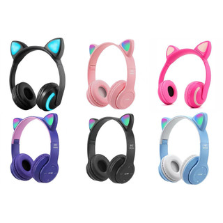 Fones de ouvido Bluetooth gatinho com LED colorido  SU
