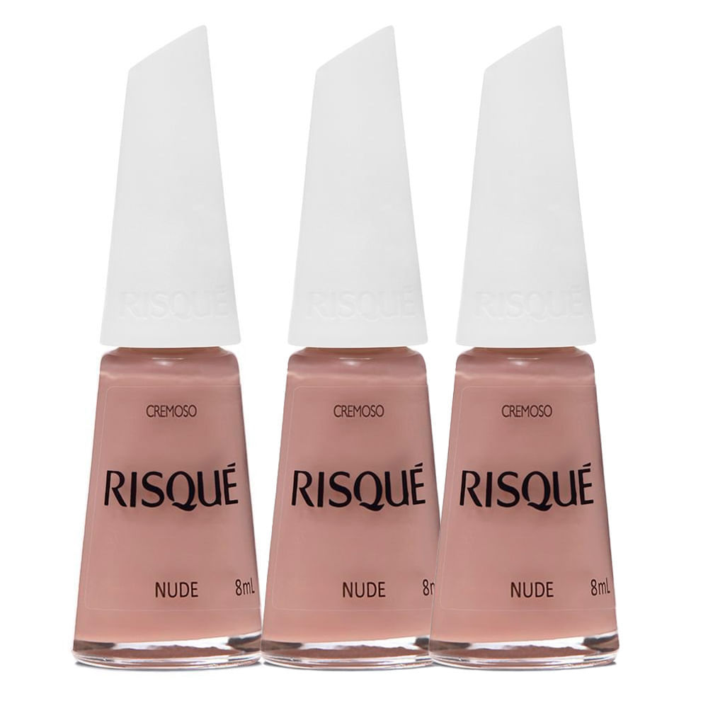 Kit 3 Esmalte Risqué Nude Cremoso Nude 8ml em Oferta na Shopee