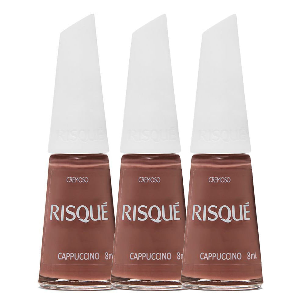 Kit 3 Esmalte Risqué Nudes Cremosos Cor Cappuccino 8ml em Oferta na Shopee