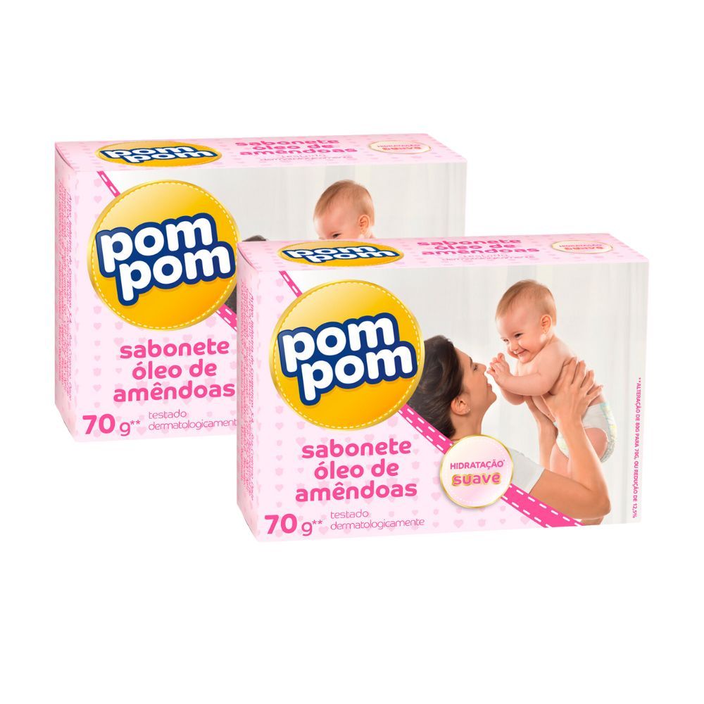 Kit 2 Sabonete Infantil Pom Pom Óleo de Amêndoas 70g
