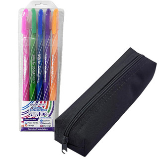 Kit Canetas Perfumadas Wow Fun 5C + Estojo Escolar ACP