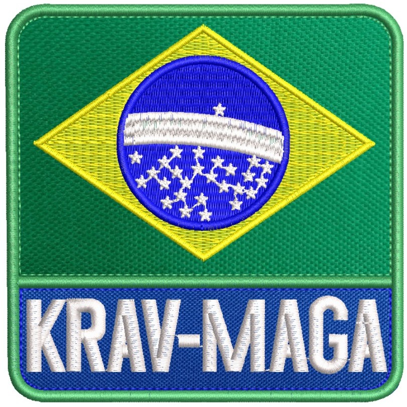 Patch bordado Krav-maga Brasil Luta - Defesa pessoal - 10x10cm