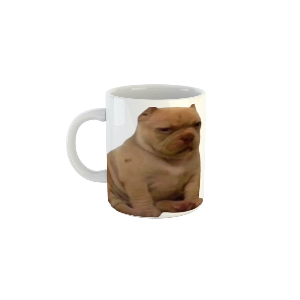 Caneca Engraçada Meme Doguinho com Cara de Desconfiado