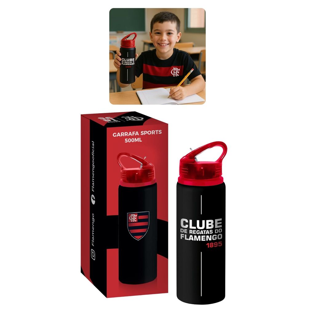 Garrafa Alumínio Sports 500ml Time Flamengo Oficial Presente em Oferta na Shopee