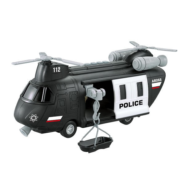 Helicóptero de Resgate da Polícia com Luz e Som - City Service - Preto - 1:16 - Yes Toys em Oferta na Shopee