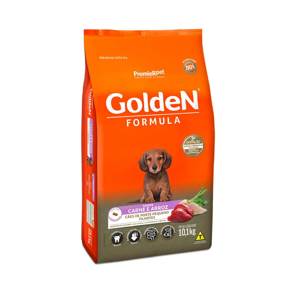 Ração Golden Formula Cães Filhotes Raças Pequenas Carne e Arroz 10,1 kg